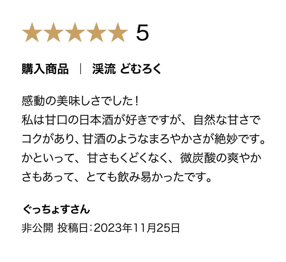 渓流どむろくの購入者評価