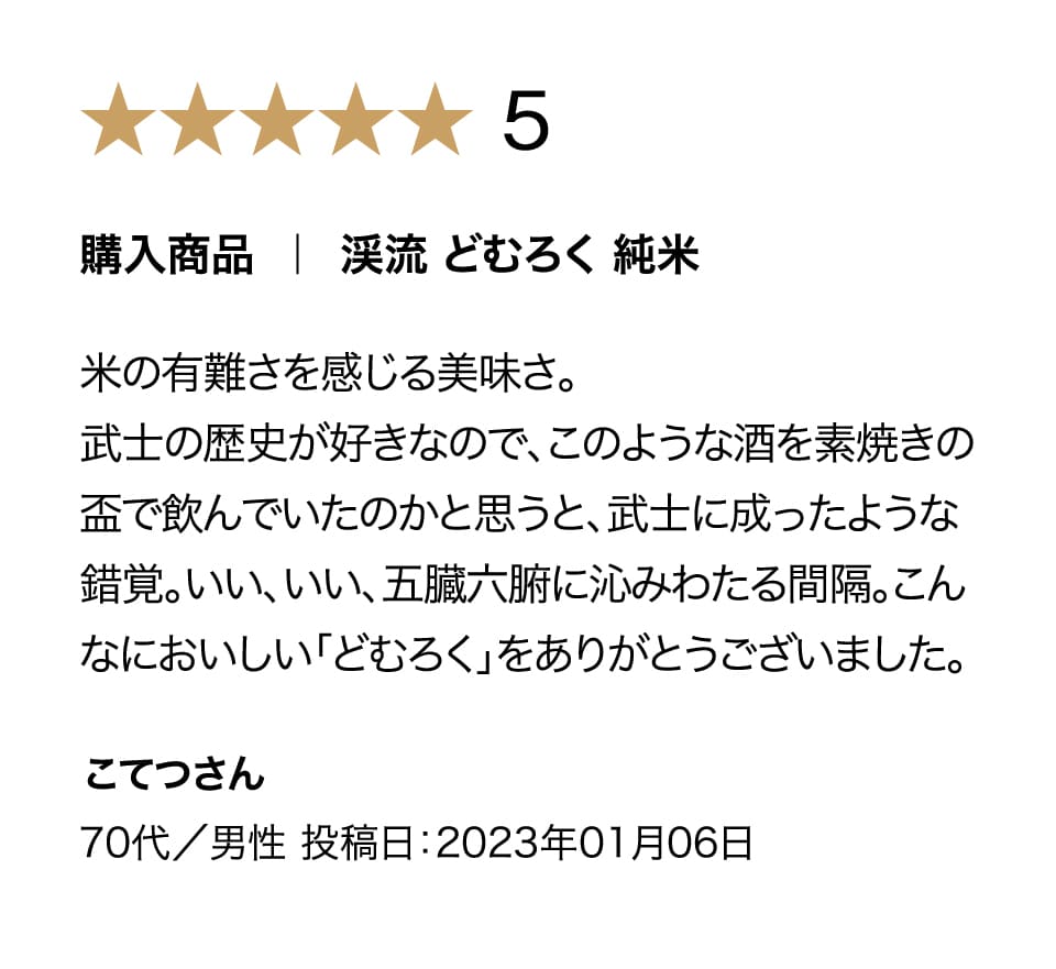 渓流どむろく純米の購入者評価