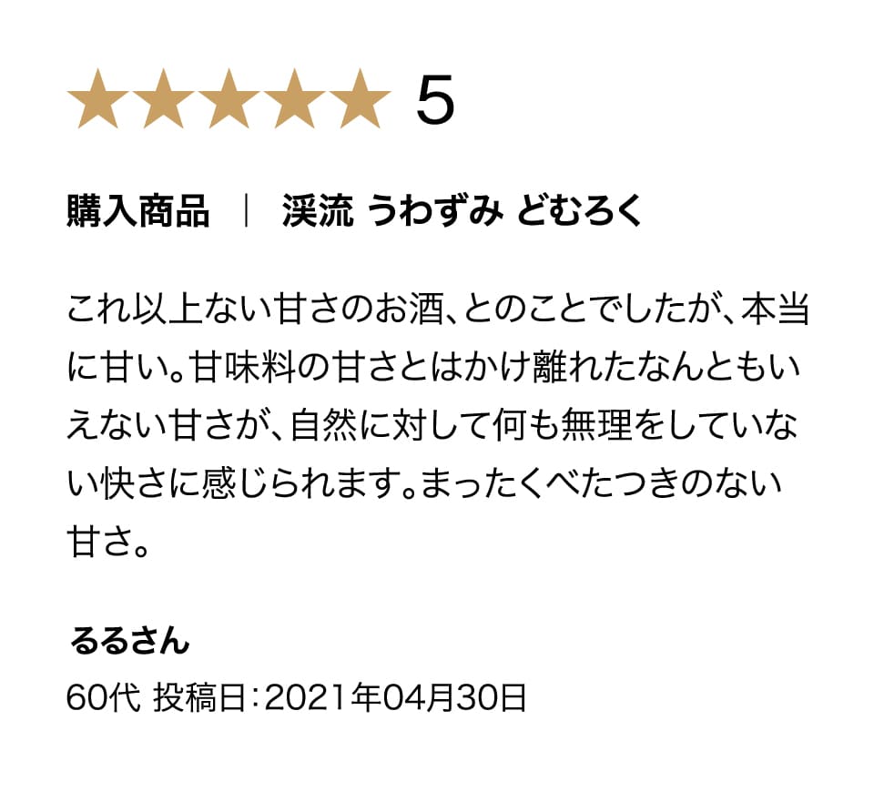 渓流うわずみどむろくの購入者評価